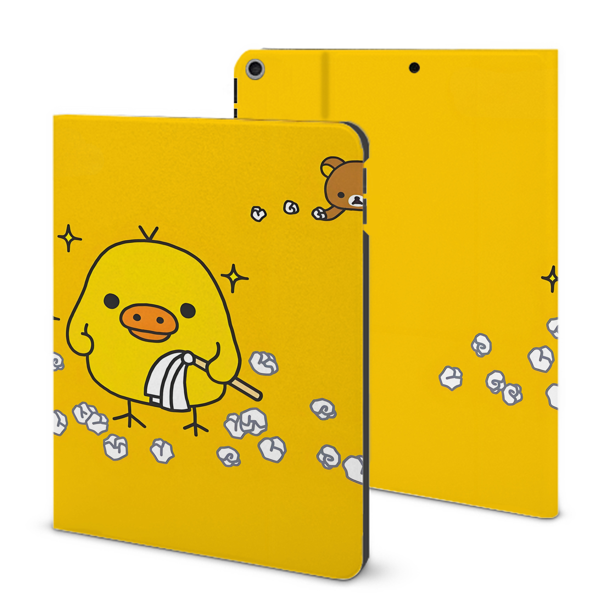 （画像用） リラックマ リラックマ キイロイトリ Rilakkuma Korilakkuma Kiiroitori IPad ケース ブック型 PUレザー TPU 耐衝撃 軽量 薄型 ペン収納なし 全面保護 IPad 各モデル対応